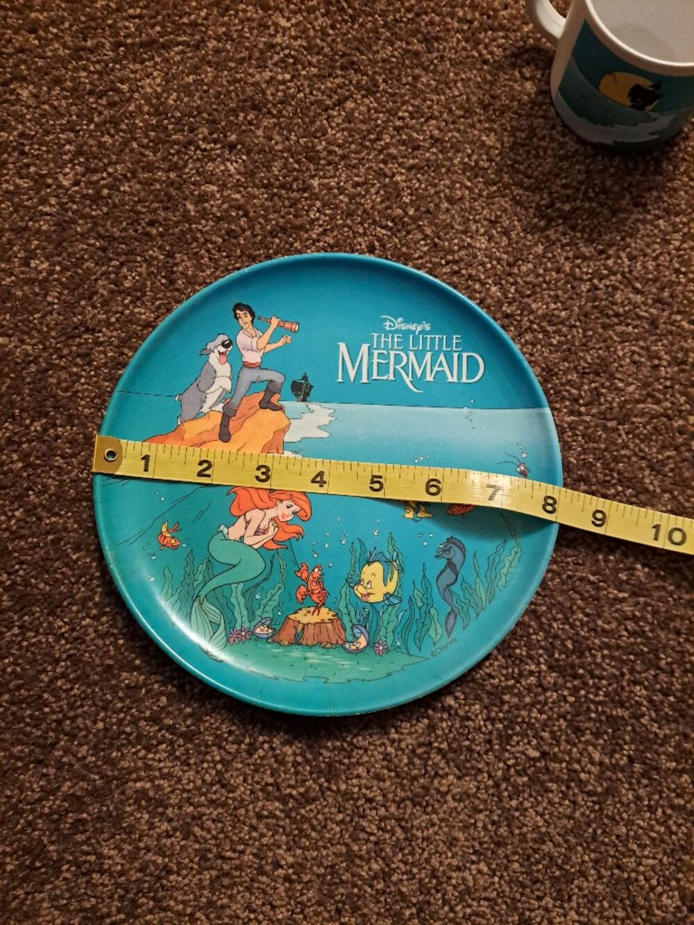 Vntg 90's Disney The Little Mermaid Ariel Melamine Cup&Plate&Tinker Bell Fairies - Picture 6 of 7